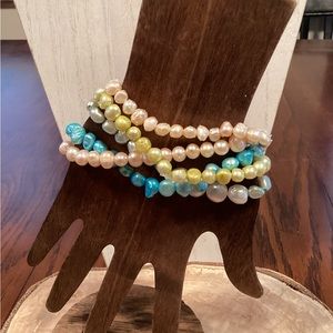 Set of 5 Potato Pearl Bracelets